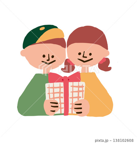 プレゼントを持った子供たちのイラスト プレゼントを持った子供たちのイラスト 138102608
