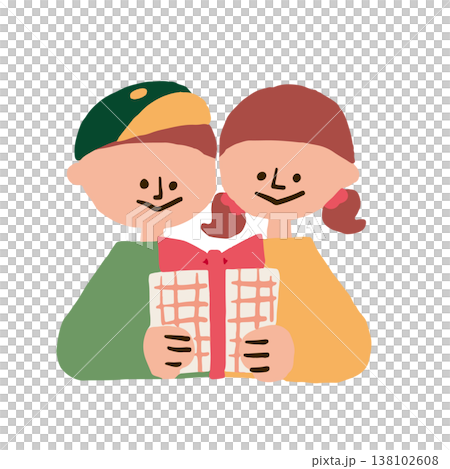 プレゼントを持った子供たちのイラスト プレゼントを持った子供たちのイラスト 138102608