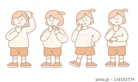 Thinking girl 4 poses set 138102774