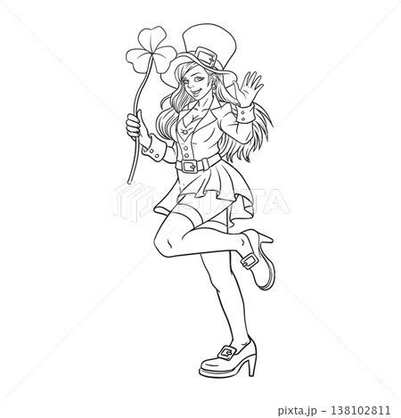 Cute cartoon irish leprechaun girl 138102811