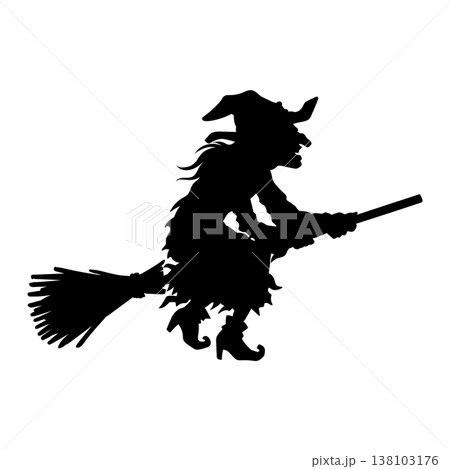 Flying witch Halloween silhouette Flying witch Halloween silhouette 138103176