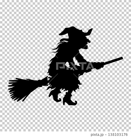Flying witch Halloween silhouette Flying witch Halloween silhouette 138103176