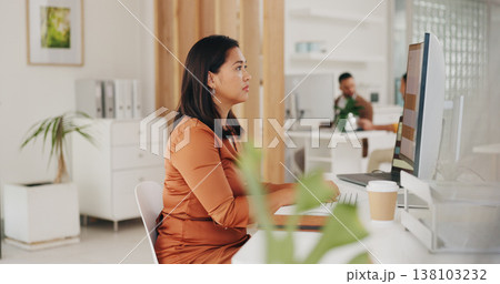 Business woman, office and computer for advertising agency, target audience research and check website sales. Professional worker, employee or agent search for online b2b clients or inbound marketing Business woman, office and computer for advertising agency, target audience research and check website sales. Professional worker, employee or agent search for online b2b clients or inbound marketing 138103232