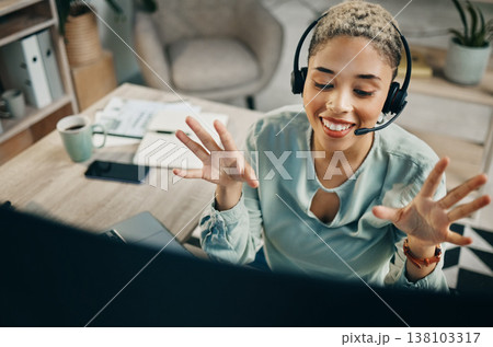 Call center, customer support and happy business woman in office consulting for crm, contact us or faq from above. Telemarketing, face and lady consultant with virtual assistance, help or loan guide Call center, customer support and happy business woman in office consulting for crm, contact us or faq from above. Telemarketing, face and lady consultant with virtual assistance, help or loan guide 138103317