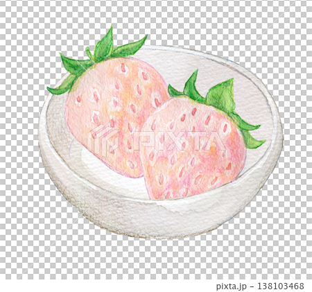 水彩插畫，手繪插畫，白草莓 138103468