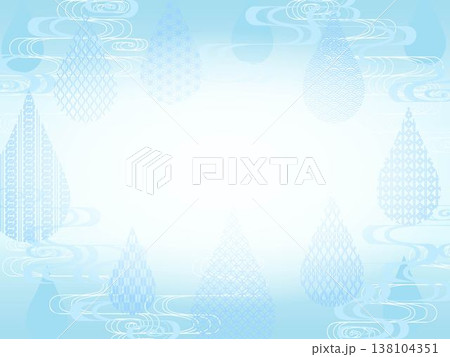 水色透かし和柄の水滴のフレーム 138104351