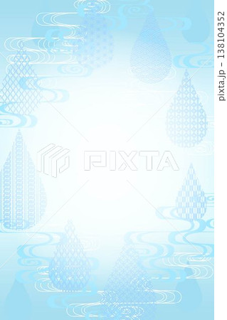 水色透かし和柄の水滴の縦長フレーム 138104352