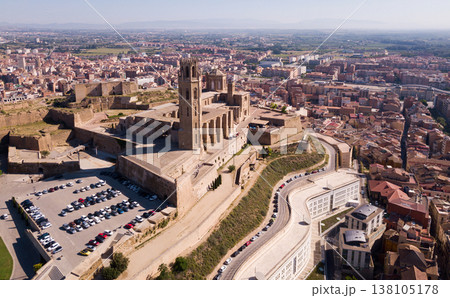 Aerial view of Cathedral of Lleida Aerial view of Cathedral of Lleida 138105178