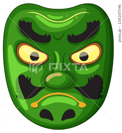 Green Samurai Mask with Fierce Expression Vector Illustration Green Samurai Mask with Fierce Expression Vector Illustration 138105546