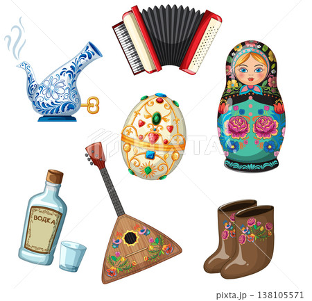 Traditional Russian Cultural Icons Vector Collection Traditional Russian Cultural Icons Vector Collection 138105571