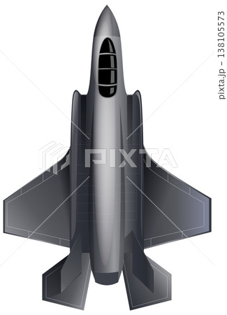 Top View Vector Illustration of a Modern Military Stealth Fighter Jet 138105573