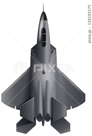 Top View Vector Illustration of a Modern Stealth Fighter Jet 138105575
