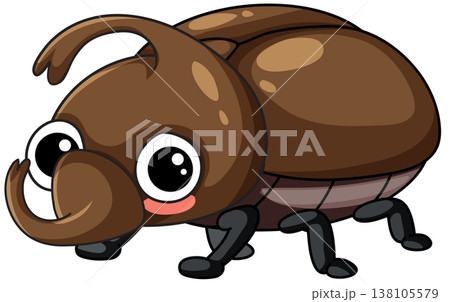 Cute Cartoon Rhinoceros Beetle Vector Illustration Isolated on White Background Cute Cartoon Rhinoceros Beetle Vector Illustration Isolated on White Background 138105579