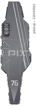 Top Down Vector Illustration of a Modern Military Aircraft Carrier 138105601