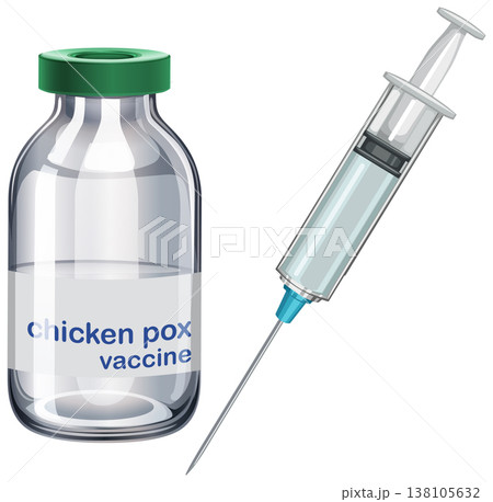Chickenpox Vaccine Vial and Syringe Vector Illustration Chickenpox Vaccine Vial and Syringe Vector Illustration 138105632