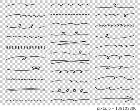 Hand-drawn line vector illustration set. Hand-drawn, ornamental, doodle, line art, hearts 138105880