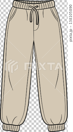 Minimalist Beige Jogger Pants Illustration, Flat Design Sweatpants for Cozy Lounge Wear and Athleisure Concept Minimalist Beige Jogger Pants Illustration, Flat Design Sweatpants for Cozy Lounge Wear and Athleisure Concept 138105890