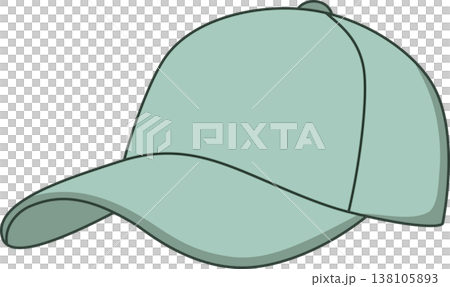 Minimalist Mint Green Baseball Cap Illustration, Simple Plain Hat for Design Mockups 138105893