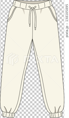 Minimalist Cream Women's Cuffed Joggers Illustration, Cozy Lounge Pants with Drawstring and Pockets, Flat Fashion Art Isolated Minimalist Cream Women's Cuffed Joggers Illustration, Cozy Lounge Pants with Drawstring and Pockets, Flat Fashion Art Isolated 138105895