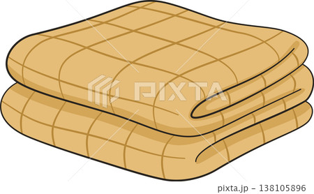 Folded Tan Beige Quilted Comforter Blanket, Isometric Illustration, Cozy Lounge Bedding and Home Decor Folded Tan Beige Quilted Comforter Blanket, Isometric Illustration, Cozy Lounge Bedding and Home Decor 138105896