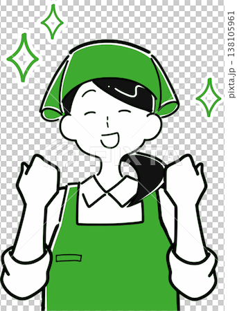 Female store clerk celebrates with a fist pump. 138105961