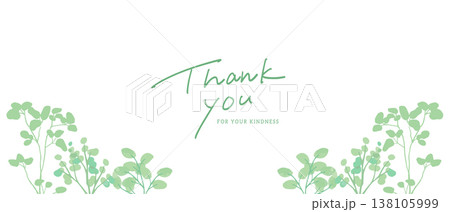 植物フレームと手書きのThank you　メッセージカード 138105999