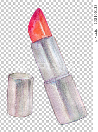 水彩イラスト　手描きイラスト　赤い口紅 138106132