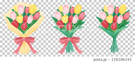 Illustration of colorful tulip bouquet 138106143