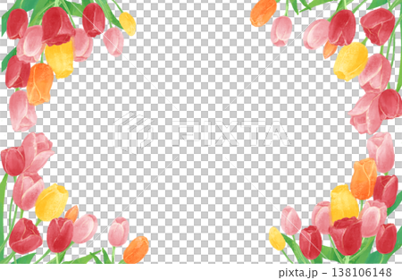 チューリップの水彩イラストのフレーム 138106148