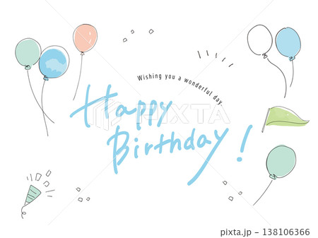 手書き文字のHappy Birthday　バースデーカード 138106366