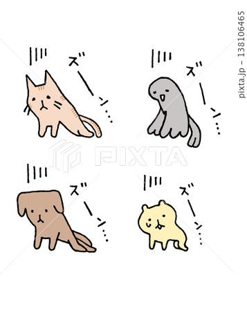 五月病、うつ、落ち込みのかわいい動物セット 138106465