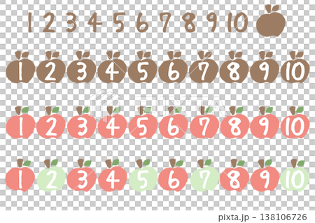 数字入り装飾パーツセット 1-10 りんごモチーフ|森のシンプルかわいいデザイン シルエット・カラー 数字入り装飾パーツセット 1-10 りんごモチーフ|森のシンプルかわいいデザイン シルエット・カラー 138106726