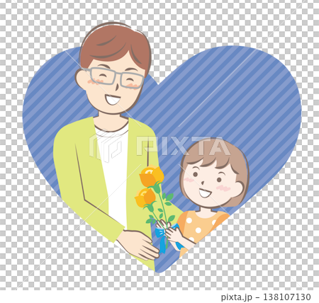 父親節那天，一個女孩送給父親一朵玫瑰。 138107130