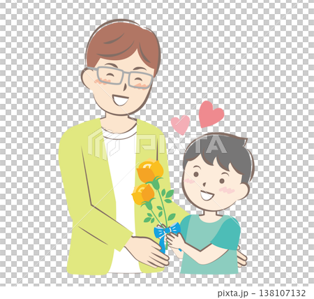 A boy gives roses to his father on Father's Day A boy gives roses to his father on Father's Day 138107132