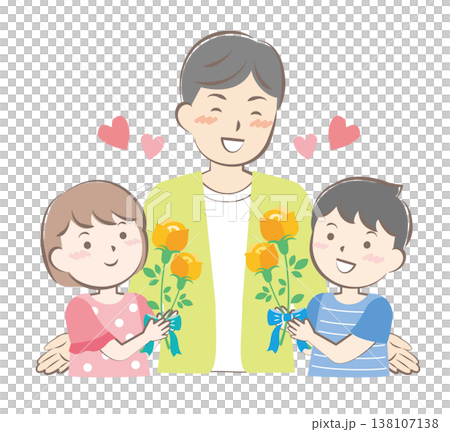 A boy and a girl giving each other roses on Father's Day 138107138