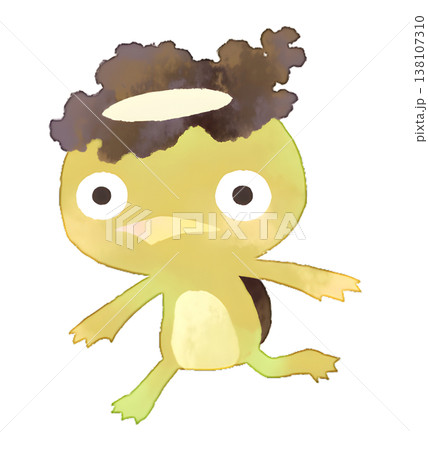 黄色の河童イラスト 水彩風 透過PNG 138107310