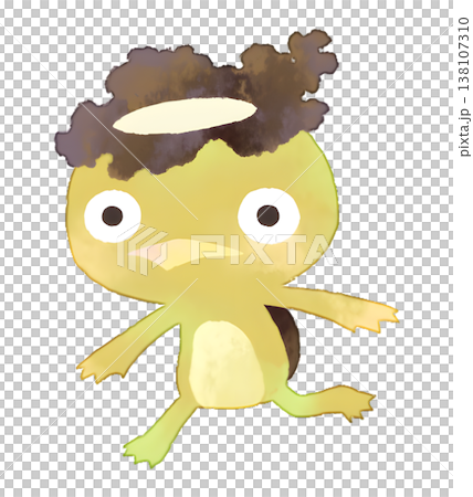 黄色の河童イラスト 水彩風 透過PNG 138107310