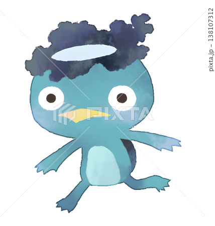 青色の河童イラスト 水彩風 透過PNG 138107312