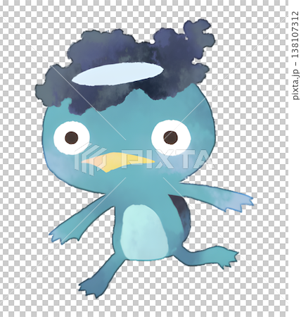 青色の河童イラスト 水彩風 透過PNG 138107312