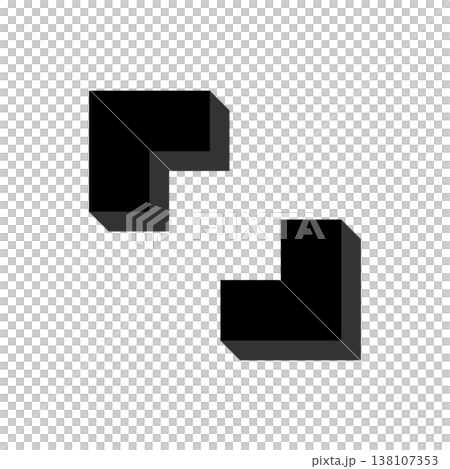 L-shaped 3D geometric icon parts set L-shaped 3D geometric icon parts set 138107353