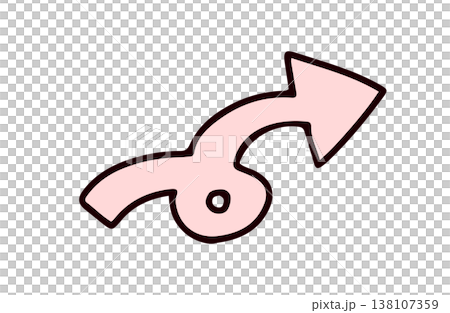 くるっとした丸がある手描き矢印のイラスト くるっとした丸がある手描き矢印のイラスト 138107359