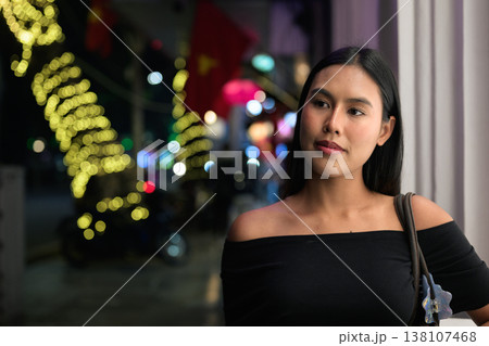 Young Thai Woman at Night in Hanoi Vietnam 138107468