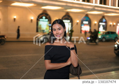 Young Thai Woman at Night in Hanoi Vietnam Young Thai Woman at Night in Hanoi Vietnam 138107474