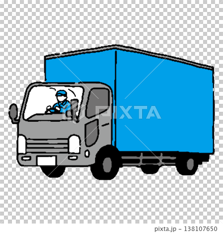 A person in work clothes driving a truck A person in work clothes driving a truck 138107650