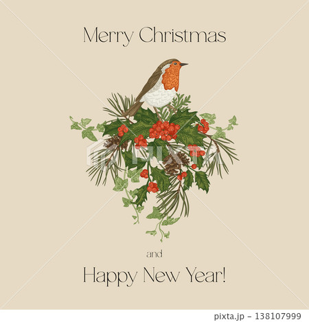 A Christmas bouquet with a bird 138107999