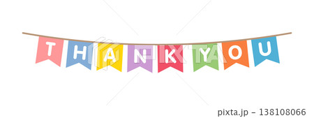 Thank You ガーランド Vカットリボン カラフル横長  138108066