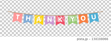 Thank You ガーランド Vカットリボン カラフル横長  138108066
