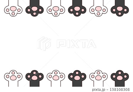 かわいい手描きの白猫と黒猫の手のフレーム 138108308