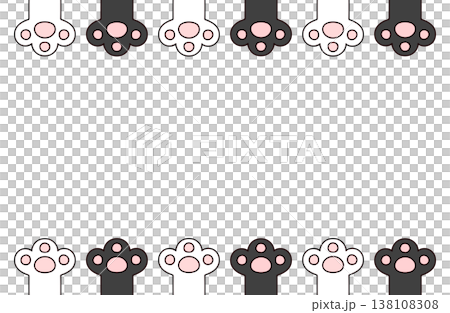 かわいい手描きの白猫と黒猫の手のフレーム 138108308