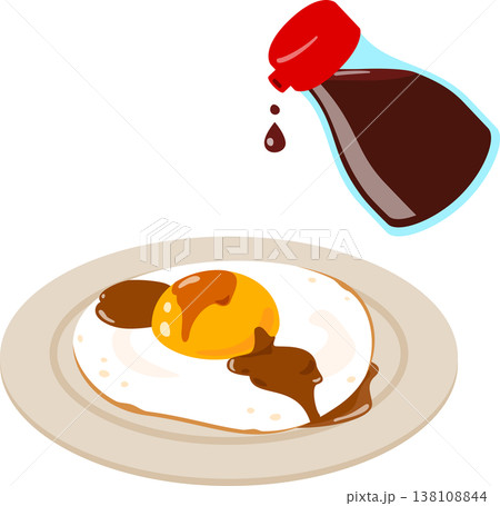 醤油さしから醤油をかけた目玉焼き 138108844